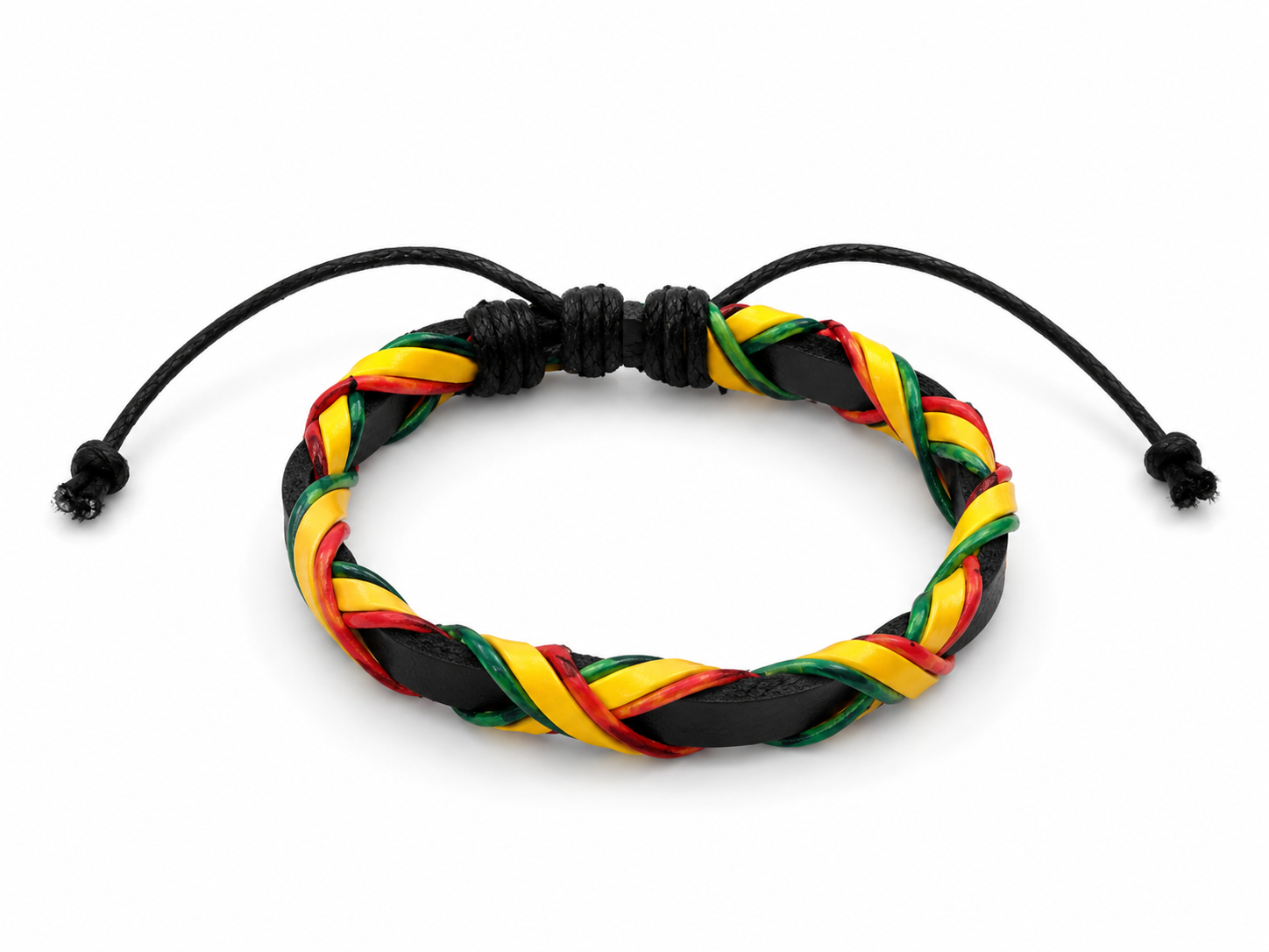 Rasta Braided Leather Bracelet
