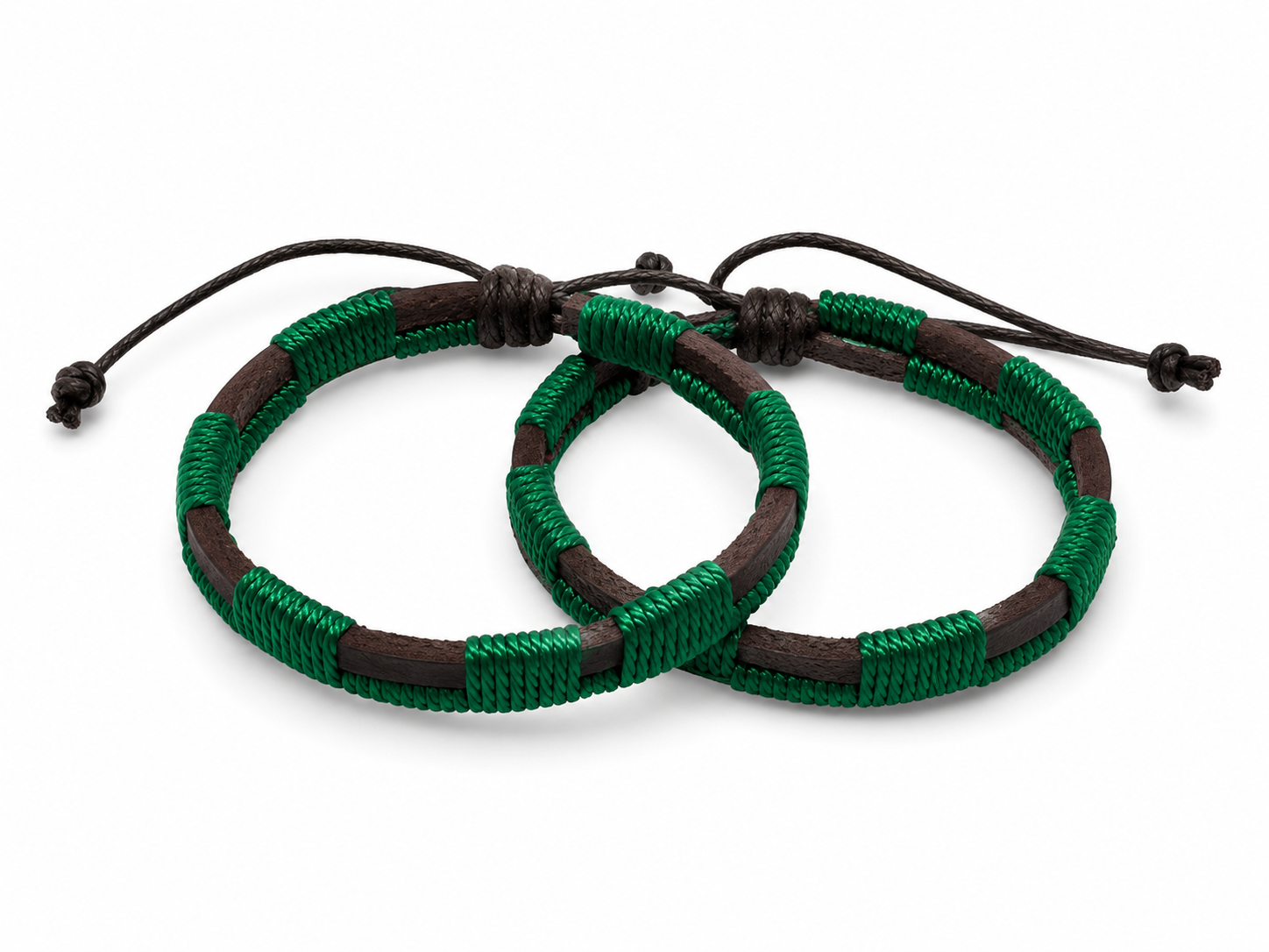 Forest Green Wrapped Wooden Bracelet 