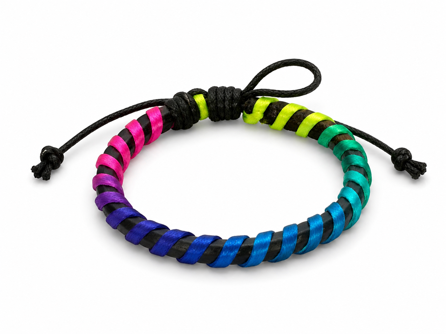 Rainbow Spiral Cord Wooden Bracelet
