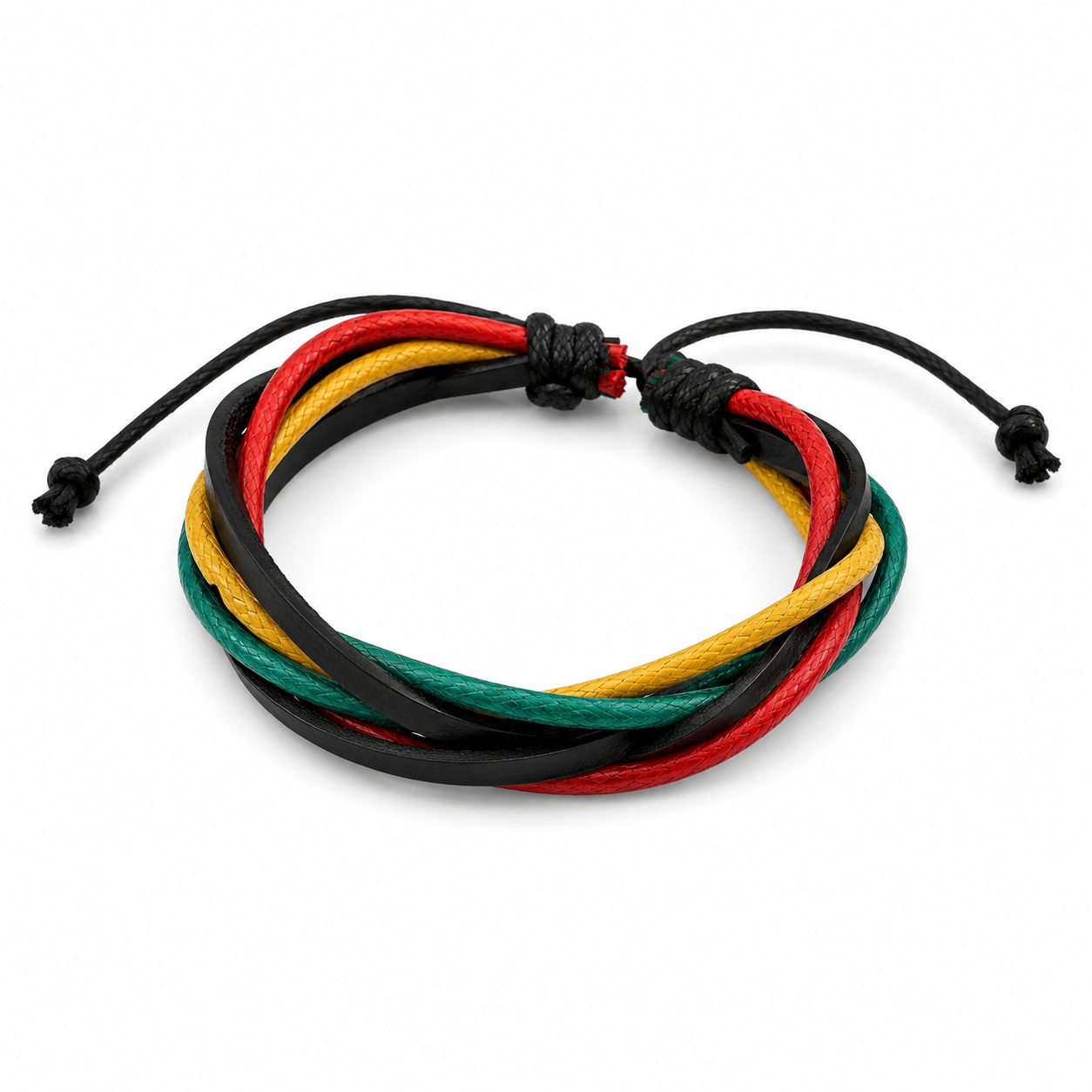 Rasta Triple Cord Leather Bracelet