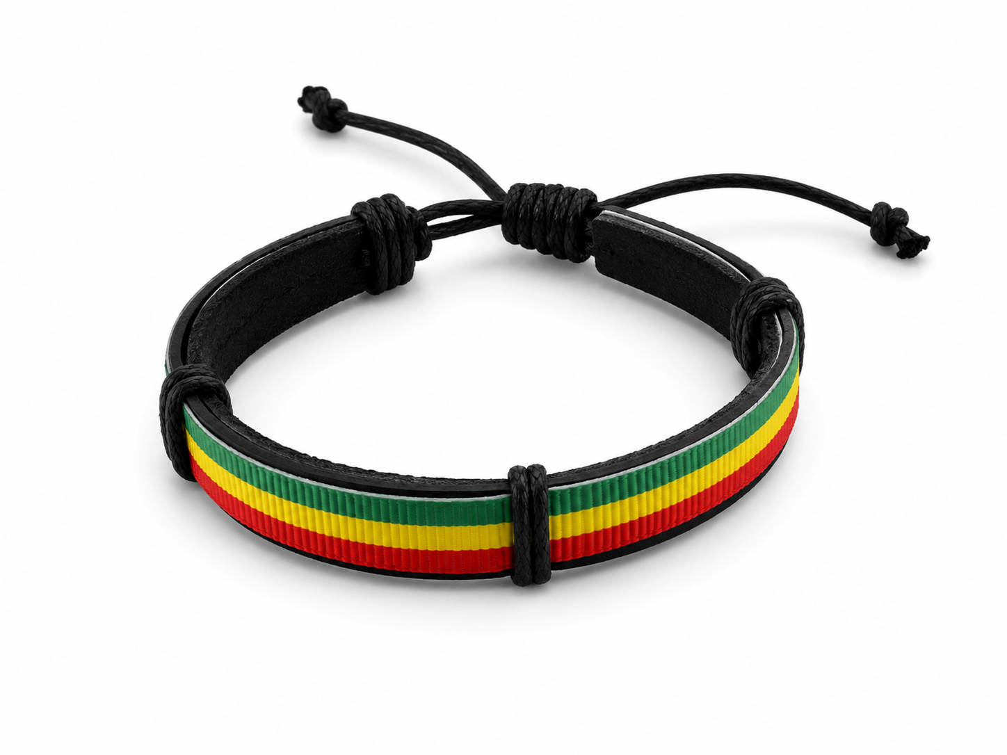 Rasta Stripe Leather Cuff Bracelet