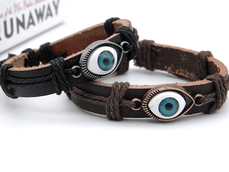 Evil Eye Leather Protection Bracelet
