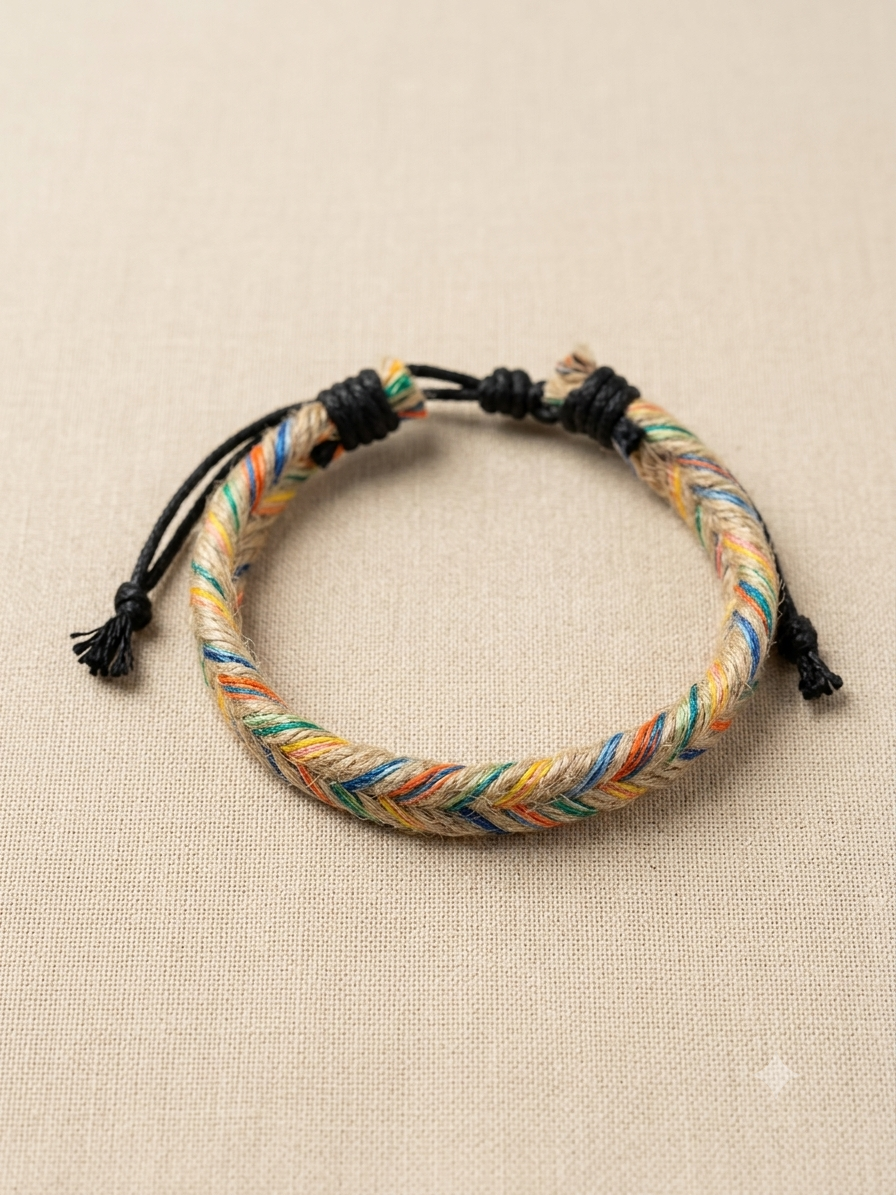 Natural Hemp Rainbow Braided Bracelet